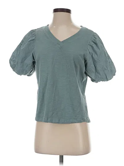 Pre-owned Wit & Wisdom Short Sleeve Top Teal Sweetheart Neckline Tops In Blue