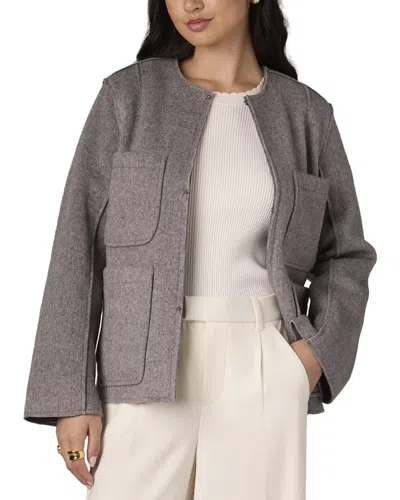 Wit & Wisdom Shoulder Dot Wool-blend Coat In Gray