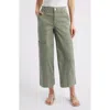 Wit & Wisdom Skyrise Cotton Crop Wide Leg Utility Pants In Deep Seagrass