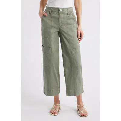 Wit & Wisdom Skyrise Cotton Crop Wide Leg Utility Pants In Deep Seagrass