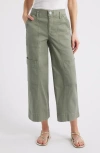 Wit & Wisdom Skyrise Cotton Crop Wide Leg Utility Pants In Deep Seagrass