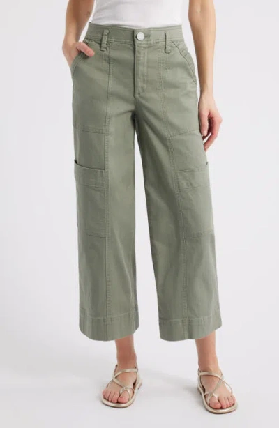 Wit & Wisdom Skyrise Cotton Crop Wide Leg Utility Pants In Deep Seagrass