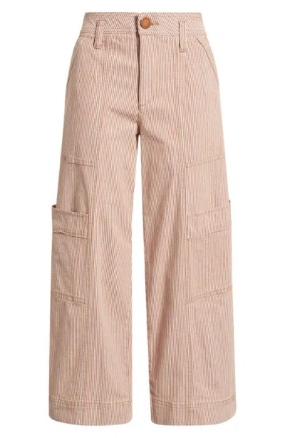 Wit & Wisdom Skyrise Cotton Crop Wide Leg Utility Pants In Neutral