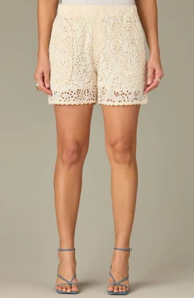 Wit & Wisdom Skyrise Cotton Eyelet Glider Shorts In Neutral