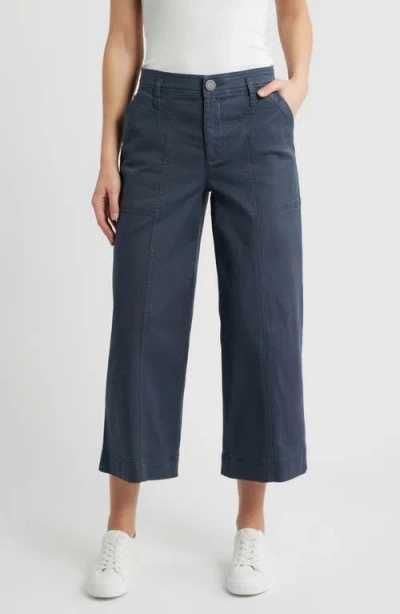 Wit & Wisdom Skyrise Crop Wide Leg Utility Pants In Blue