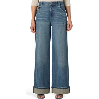 Wit & Wisdom Skyrise Cuffed Wide Leg Jeans In Blue