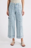 Wit & Wisdom Skyrise Denim Crop Wide Leg Utility Pants In Light Blue