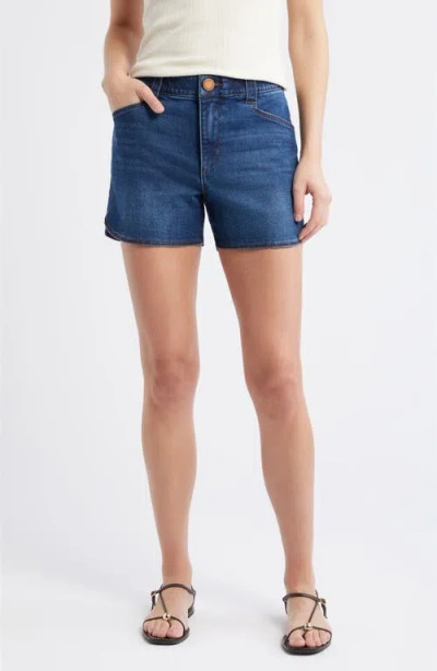 Wit & Wisdom Skyrise Dolphin Hem Denim Shorts In Blue