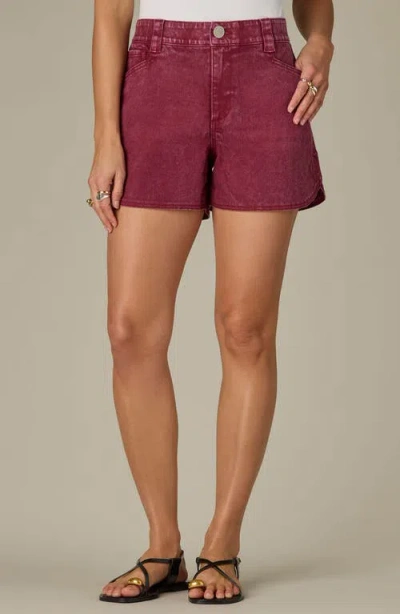 Wit & Wisdom Skyrise Dolphin Hem Denim Shorts In Burgundy
