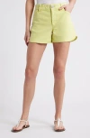 Wit & Wisdom Skyrise Dolphin Hem Denim Shorts In Green