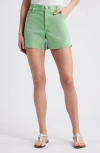 Wit & Wisdom Skyrise Dolphin Hem Denim Shorts In Green