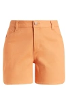Wit & Wisdom Skyrise High Waist Dolphin Hem Denim Shorts In Orange