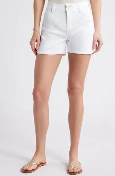 Wit & Wisdom Skyrise High Waist Dolphin Hem Denim Shorts In Opw-optic White