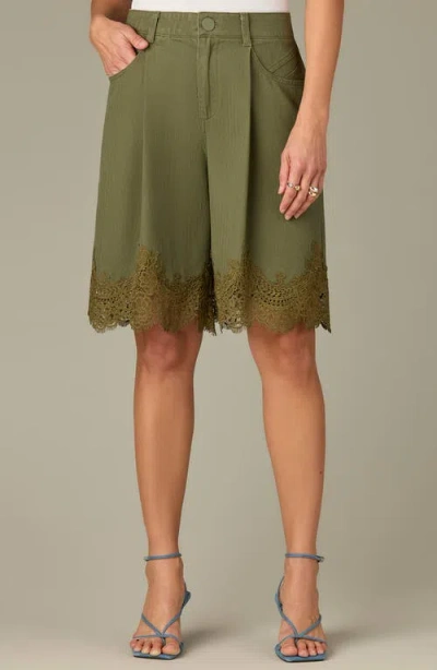 Wit & Wisdom Skyrise Lace Trim Bermuda Shorts In Green