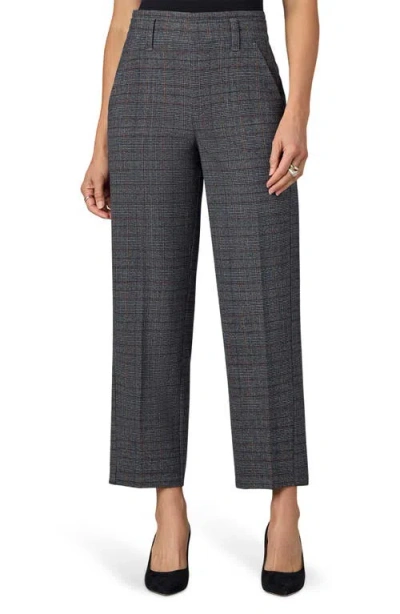 Wit & Wisdom Skyrise Plaid High Waist Straight Leg Ankle Trousers In Gray