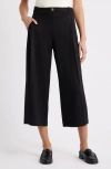 Wit & Wisdom Skyrise Pleated Belted Cropped Wide Leg Trousers In Black