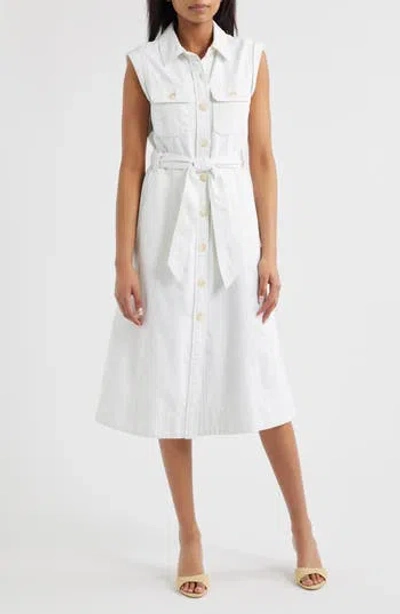 Wit & Wisdom Sleeveless Button-up Denim Shirtdress In White