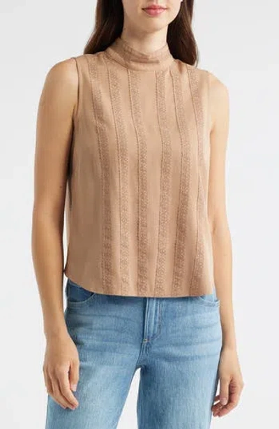 Wit & Wisdom Sleeveless Mock Neck Shell In Brown