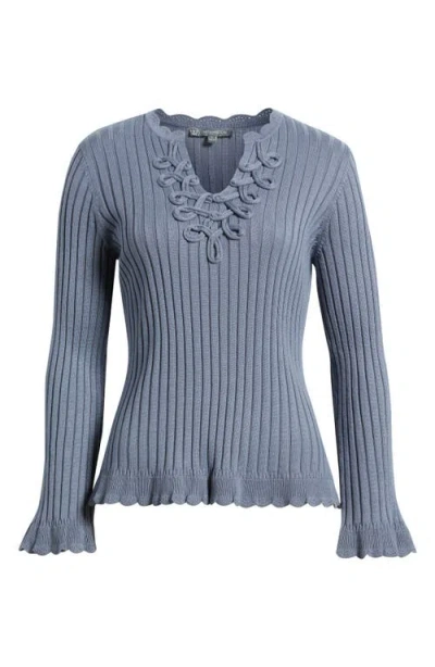 Wit & Wisdom Soutache Rib Sweater In Blue