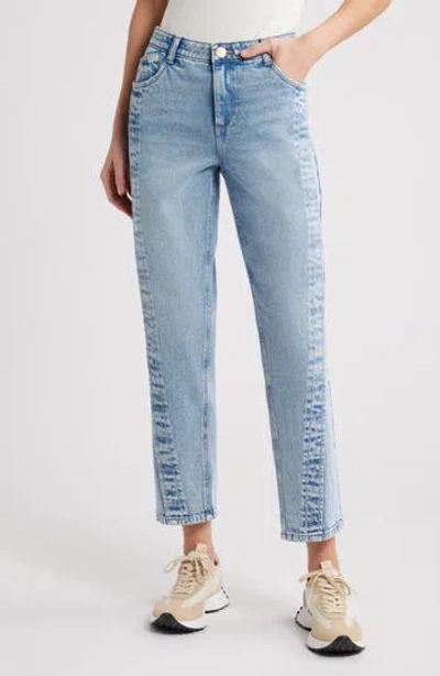 Wit & Wisdom Spliced High Waist Ankle Straight Leg Jeans In Blue