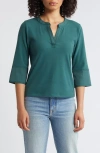 Wit & Wisdom Split Neck Top In Posy Green