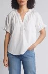 Wit & Wisdom Split Neck Top In White