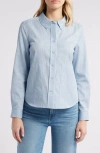 Wit & Wisdom Stripe Cotton Blend Button-down Shirt In Light Blue/navy