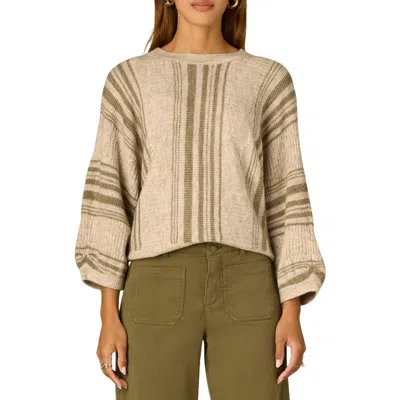 Wit & Wisdom Stripe Dolman Sleeve Sweater In Oatmeal/oyster Mushroom