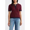 Wit & Wisdom Stripe Knit Top In Burgundy