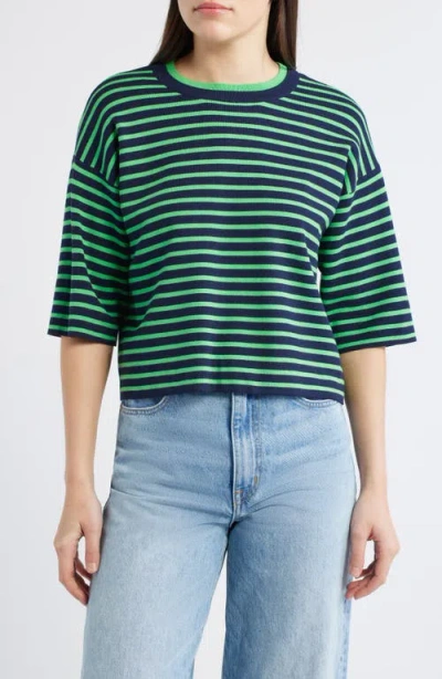 Wit & Wisdom Stripe Knit Top In Green