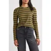 Wit & Wisdom Stripe Puff Shoulder Knit Top In Multi