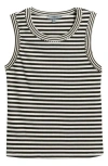 Wit & Wisdom Stripe Rib Tank In Black/off White