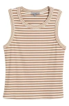 Wit & Wisdom Stripe Rib Tank In Camel/off White