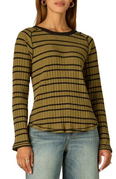 Wit & Wisdom Stripe Rib Top In Green