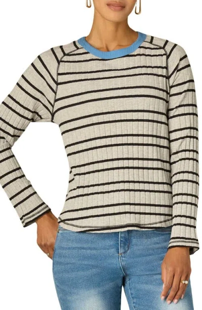 Wit & Wisdom Stripe Rib Top In Multi