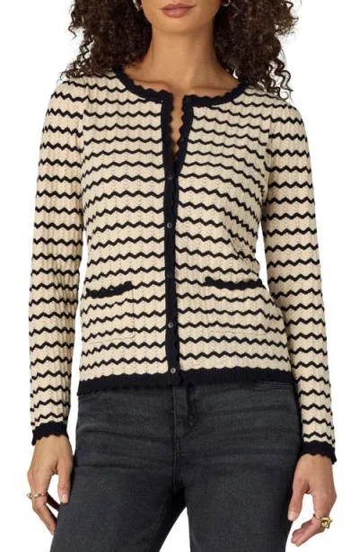 Wit & Wisdom Stripe Round Neck Cardigan In Multi