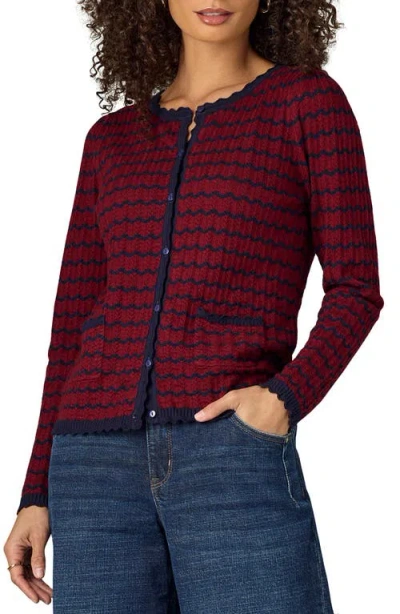 Wit & Wisdom Stripe Round Neck Cardigan In Multi