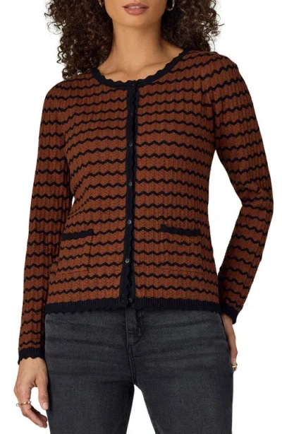Wit & Wisdom Stripe Round Neck Cardigan In Multi