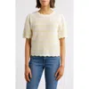 Wit & Wisdom Stripe Scallop Edge Short Sleeve Sweater In Green