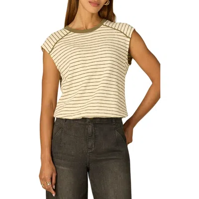 Wit & Wisdom Stripe Scoop Neck Knit Top In Neutral