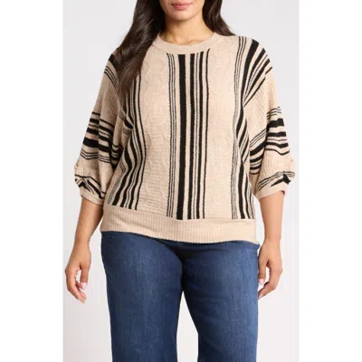 Wit & Wisdom Striped Dolman Sleeve Sweater In Black