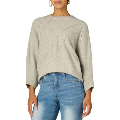 Wit & Wisdom Three Quarter Dolman Sleeve Crewneck Sweater In Gray