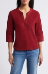 Wit & Wisdom Split Neck Top In Dark Cherry