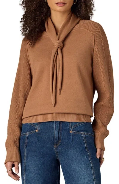 Wit & Wisdom Tie Neck Sweater In Brown