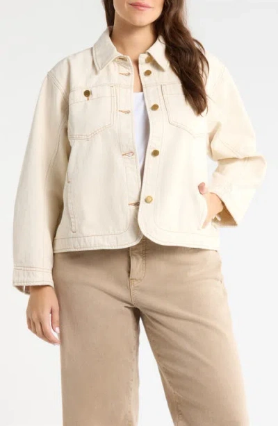 Wit & Wisdom Topstitch Denim Jacket In Neutral