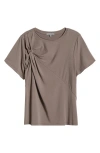 Wit & Wisdom Twist Accent Top In Oyster Mushroom