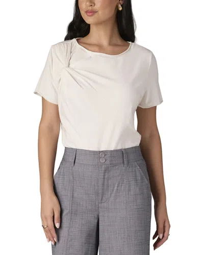 Wit & Wisdom Twist Front Knit Top In White