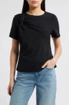 Wit & Wisdom Twist Front Stretch Cotton Modal T-shirt In Black