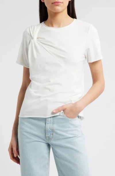 Wit & Wisdom Twist Front Stretch Cotton Modal T-shirt In Off White