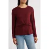 Wit & Wisdom Twist Front T-shirt In Burgundy